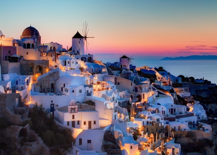 Your idyllic adventure for two begins on sun-kissed Santorini for 3 days of sheer bliss on the island where blue-domed churches and snow-white houses dot the hillsides. In the rosy glow of sunset, you can sip fine wine and dine on fresh Mediterranean cuisine. 